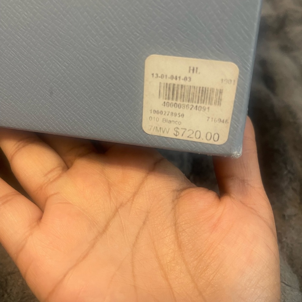Prada White Sneakers with Red Logo - Picture 2 of 5
